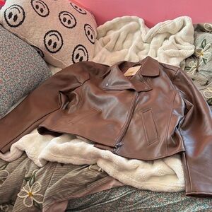 New Brown Leather Jacket Levi’s  with tags  originally $118